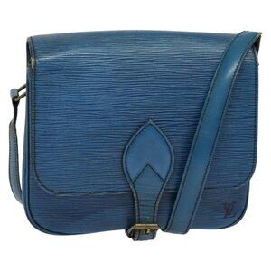 Authentic LOUIS VUITTON Epi Cartouchiere MM Shoulder Bag Blue M52245 LV
